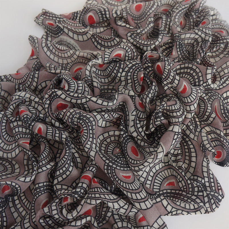 Pure Cashmere Scarves Brown Print Women Winter Scarf